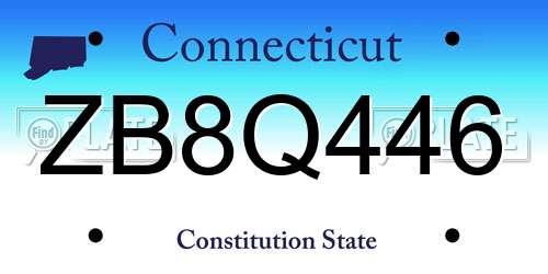 ZB8Q446 Connecticut License Plate