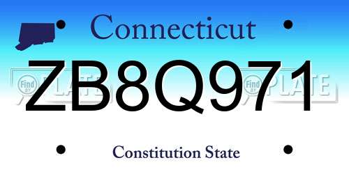ZB8Q971 Connecticut License Plate