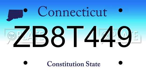 ZB8T449 Connecticut License Plate