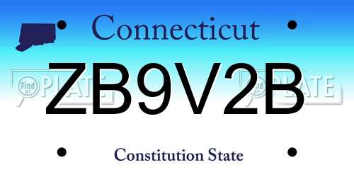ZB9V2B Connecticut License Plate