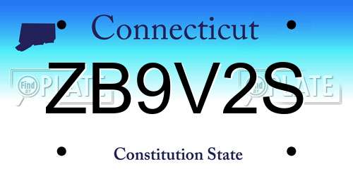 ZB9V2S Connecticut License Plate