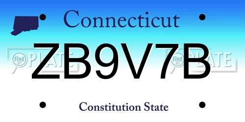 ZB9V7B Connecticut License Plate