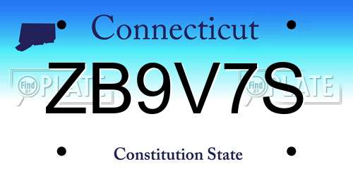 ZB9V7S Connecticut License Plate