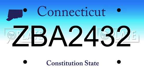 ZBA2432 Connecticut License Plate