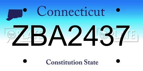 ZBA2437 Connecticut License Plate