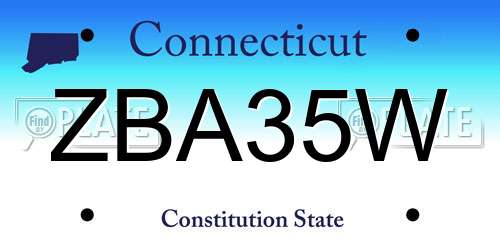 ZBA35W Connecticut License Plate