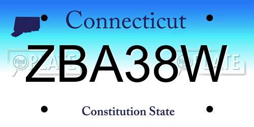 ZBA38W Connecticut License Plate