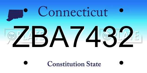 ZBA7432 Connecticut License Plate