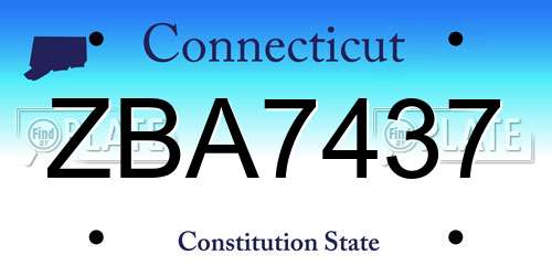 ZBA7437 Connecticut License Plate