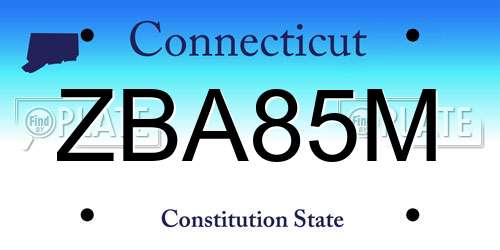 ZBA85M Connecticut License Plate