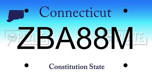 ZBA88M Connecticut License Plate