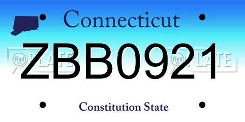 ZBB0921 Connecticut License Plate