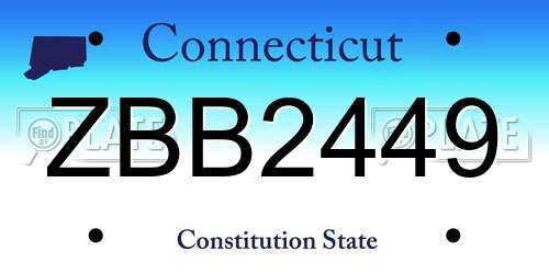 ZBB2449 Connecticut License Plate