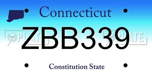 ZBB339 Connecticut License Plate