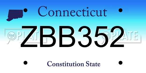 ZBB352 Connecticut License Plate