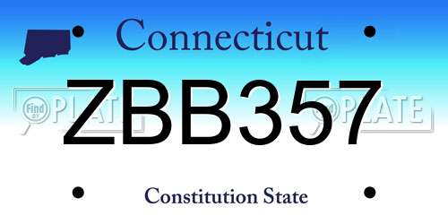 ZBB357 Connecticut License Plate