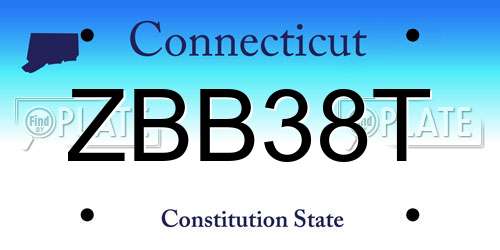 ZBB38T Connecticut License Plate