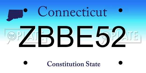ZBBE52 Connecticut License Plate