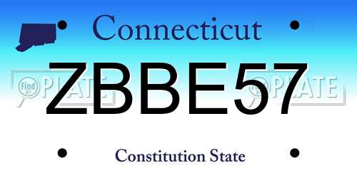 ZBBE57 Connecticut License Plate