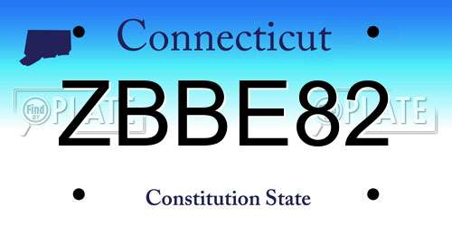 ZBBE82 Connecticut License Plate