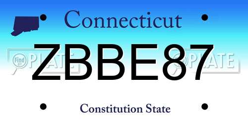 ZBBE87 Connecticut License Plate