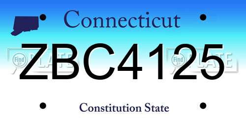 ZBC4125 Connecticut License Plate