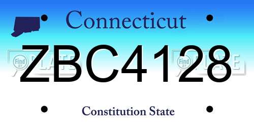 ZBC4128 Connecticut License Plate