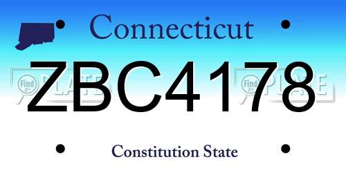 ZBC4178 Connecticut License Plate