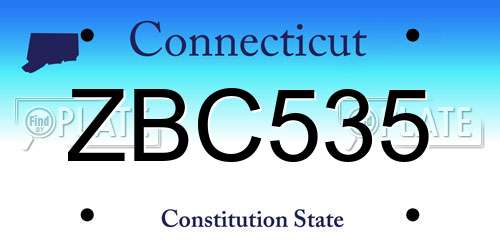 ZBC535 Connecticut License Plate