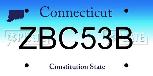 ZBC53B Connecticut License Plate