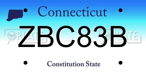 ZBC83B Connecticut License Plate