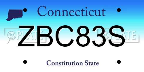 ZBC83S Connecticut License Plate