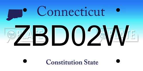 ZBD02W Connecticut License Plate
