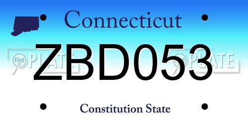 ZBD053 Connecticut License Plate