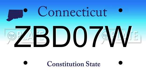 ZBD07W Connecticut License Plate
