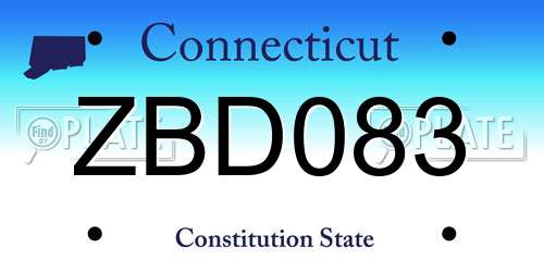 ZBD083 Connecticut License Plate