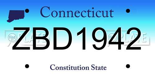 ZBD1942 Connecticut License Plate