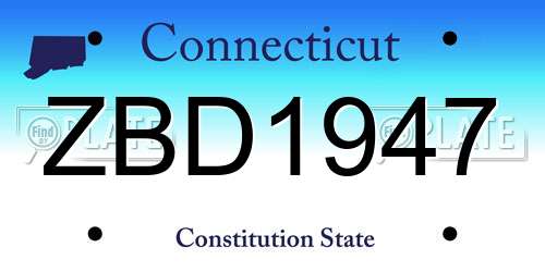 ZBD1947 Connecticut License Plate