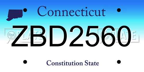ZBD2560 Connecticut License Plate