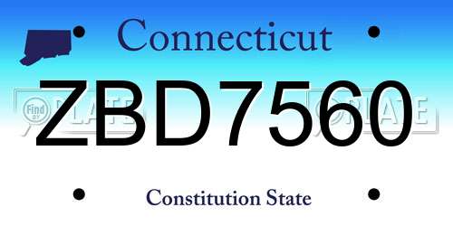 ZBD7560 Connecticut License Plate