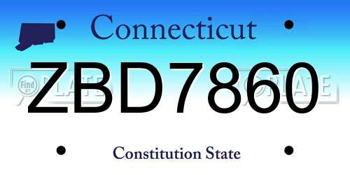 ZBD7860 Connecticut License Plate