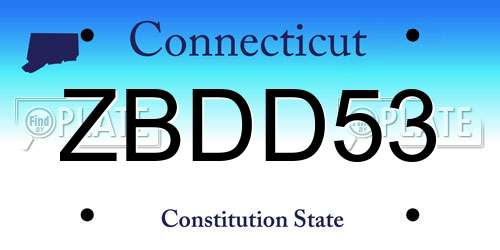 ZBDD53 Connecticut License Plate