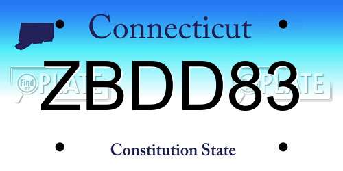 ZBDD83 Connecticut License Plate