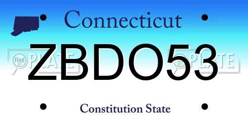 ZBDO53 Connecticut License Plate