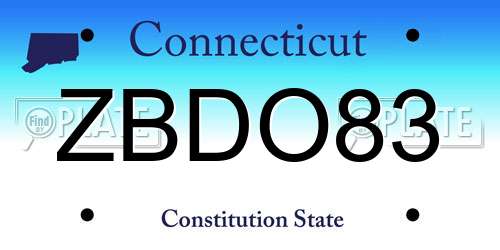 ZBDO83 Connecticut License Plate