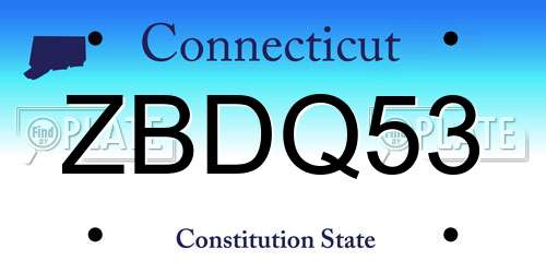 ZBDQ53 Connecticut License Plate