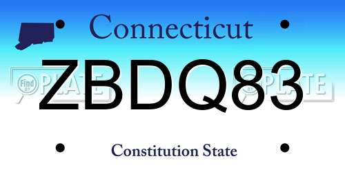 ZBDQ83 Connecticut License Plate