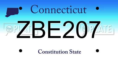 ZBE207 Connecticut License Plate
