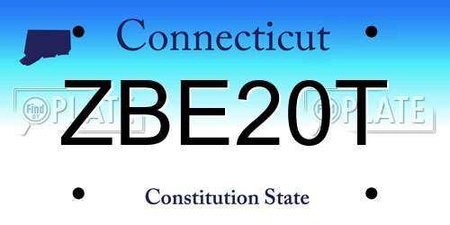 ZBE20T Connecticut License Plate