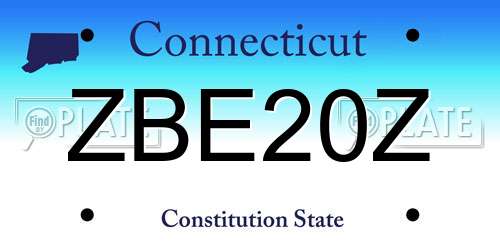 ZBE20Z Connecticut License Plate